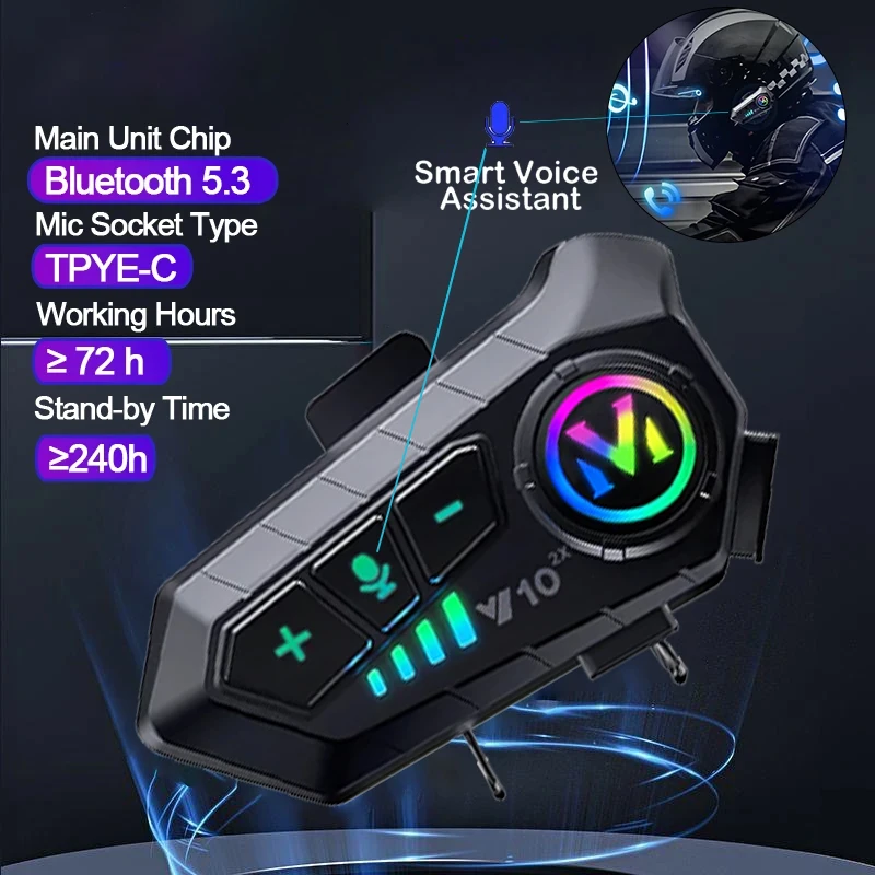Motorcycle Helmet Bluetooth Built In - Intercomunicador Bluetooth V10 2X para Capacete
