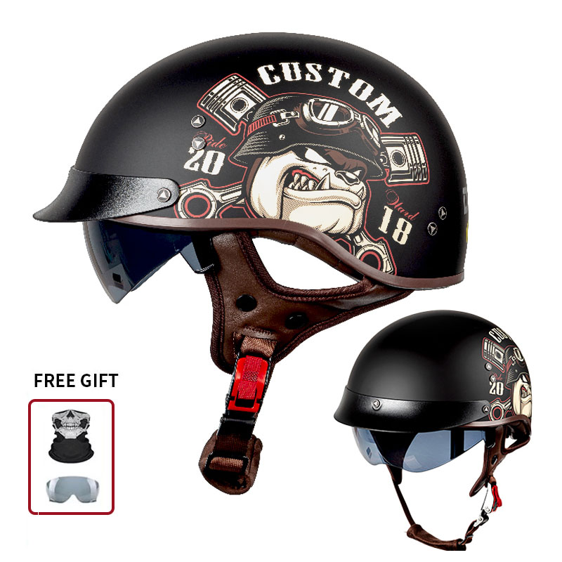 Open Face Helmet Retro Vintage - Capacete de Motocicleta Vintage Aberto com