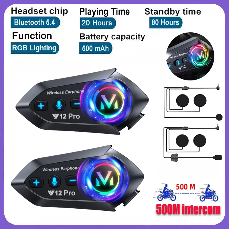 Motorcycle Helmet Bluetooth Built In - Intercomunicador para Motocicleta Y20 Pro 1/2x