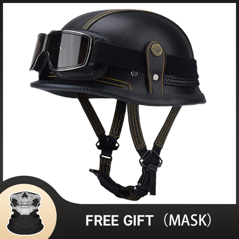 Open Face Helmet Retro Vintage - Capacete alemão meio vintage clássico, rosto