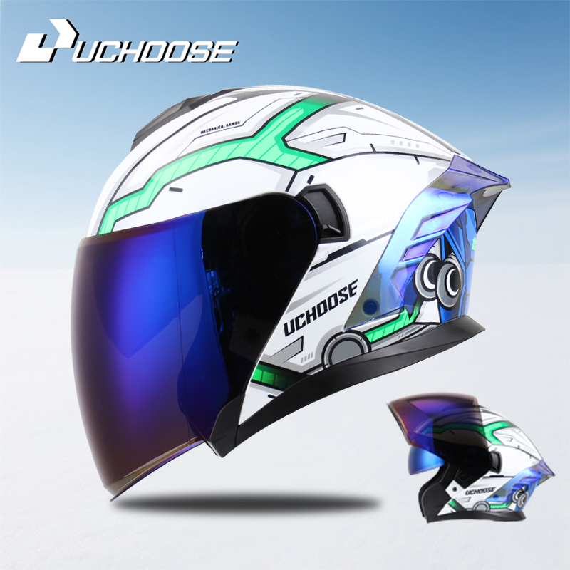 Flip Up Helmet Dual Visor - Capacete Aberto 715 para Motocicleta, Unissex,
