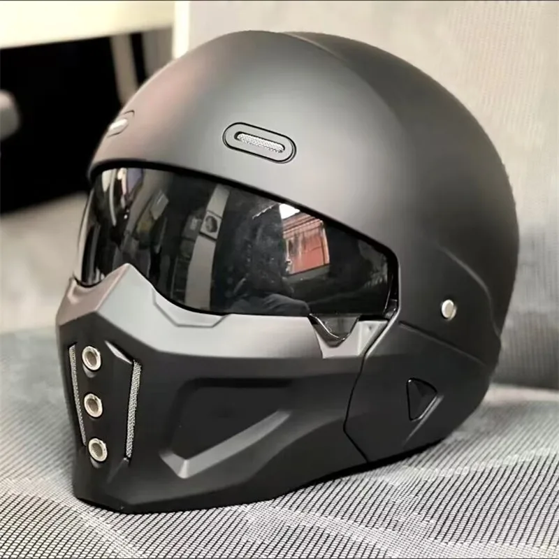 Full Face Helmet Carbon Fiber - Capacete retrô vintage para motocicleta, capacete