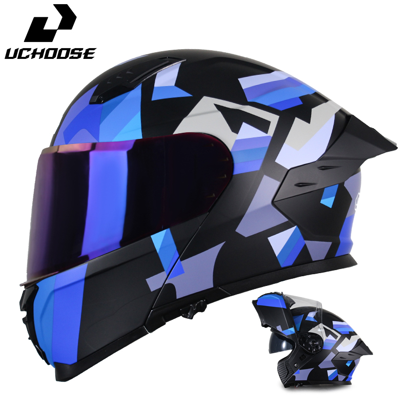 Flip Up Helmet Dual Visor - Capacete Modular Uchoose para Adultos, com