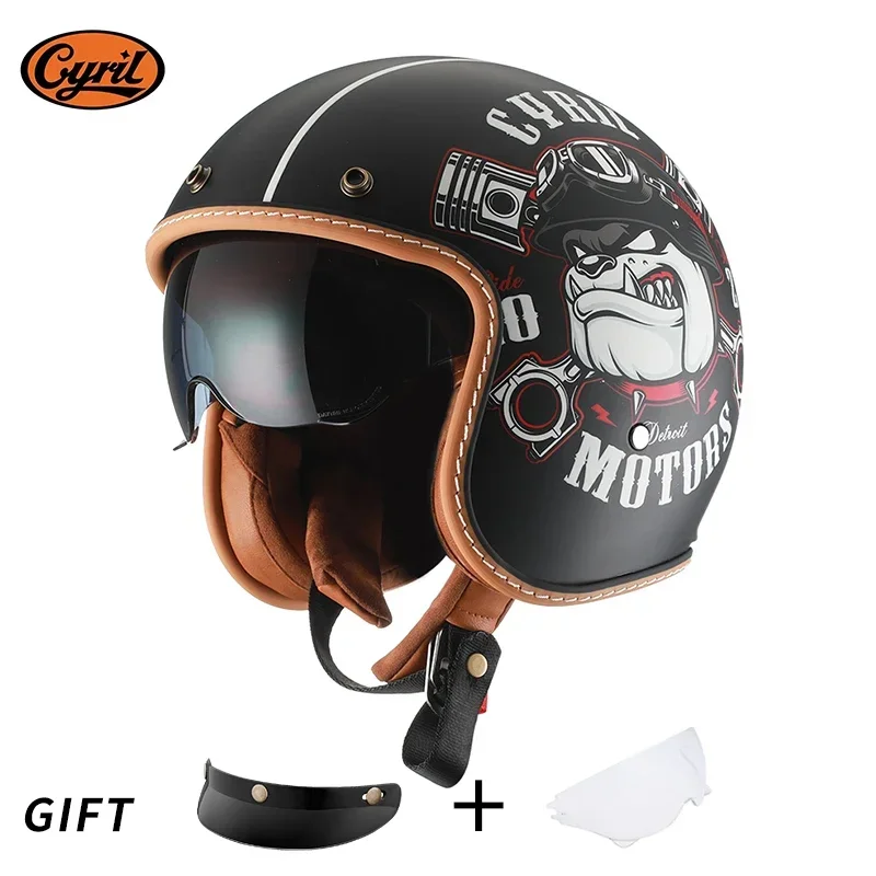 Modular Motorcycle Helmet Dot Approved - Retro 3/4 rosto aberto metade capacete