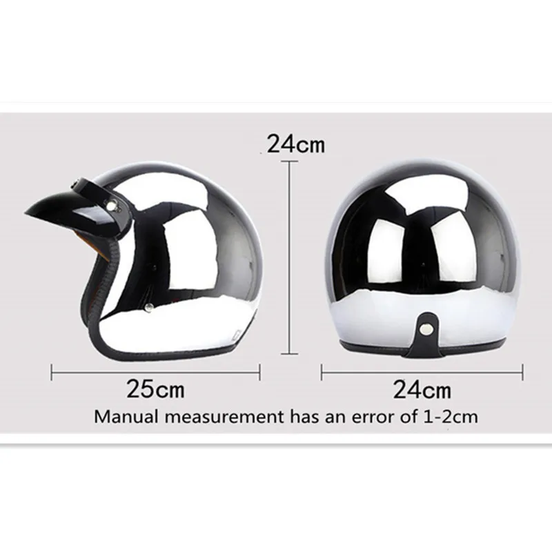Espelho prata cromo motociclet - Open Face Helmet Retro Vintage avaliação e preço