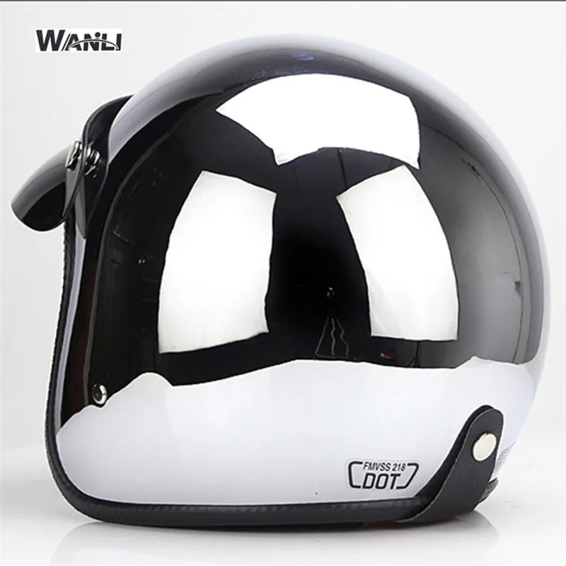 Espelho prata cromo motociclet - Open Face Helmet Retro Vintage avaliação e preço