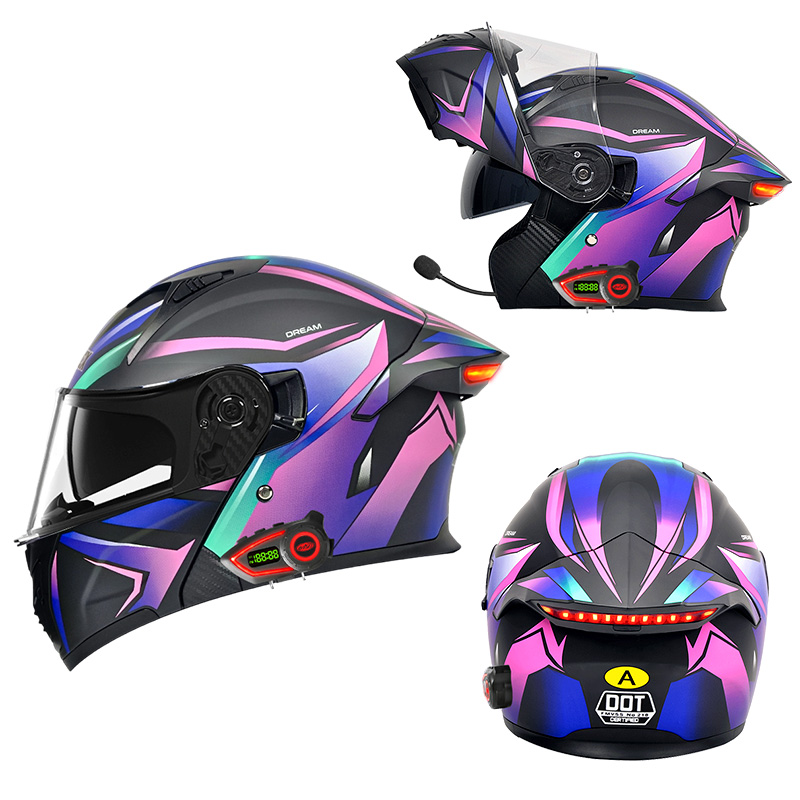 Capacetes de Motocicleta DOT c - Motorcycle Helmet Bluetooth Built In avaliação e preço