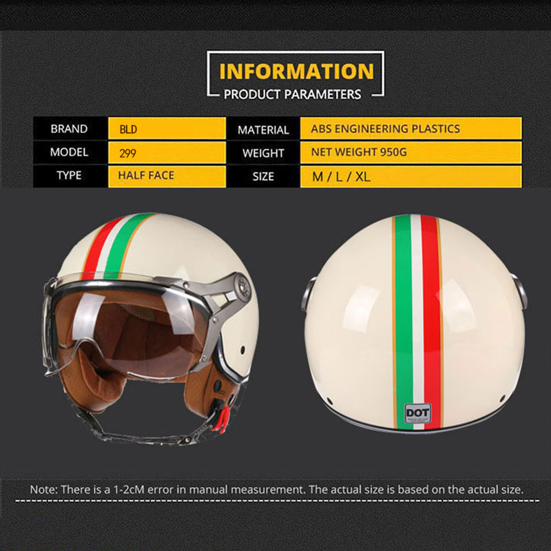 Capacete de motocicleta aberto - Open Face Helmet Retro Vintage avaliação e preço