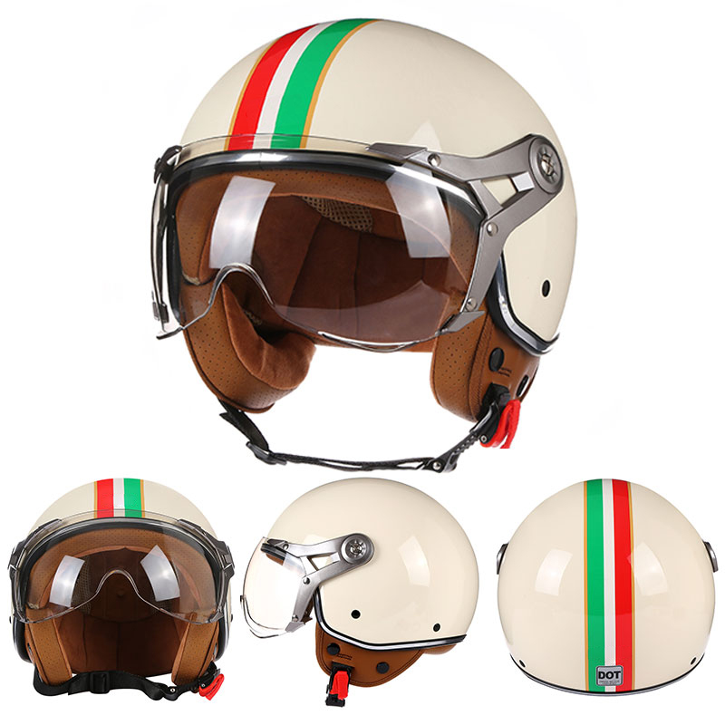 Capacete de motocicleta aberto - Open Face Helmet Retro Vintage avaliação e preço