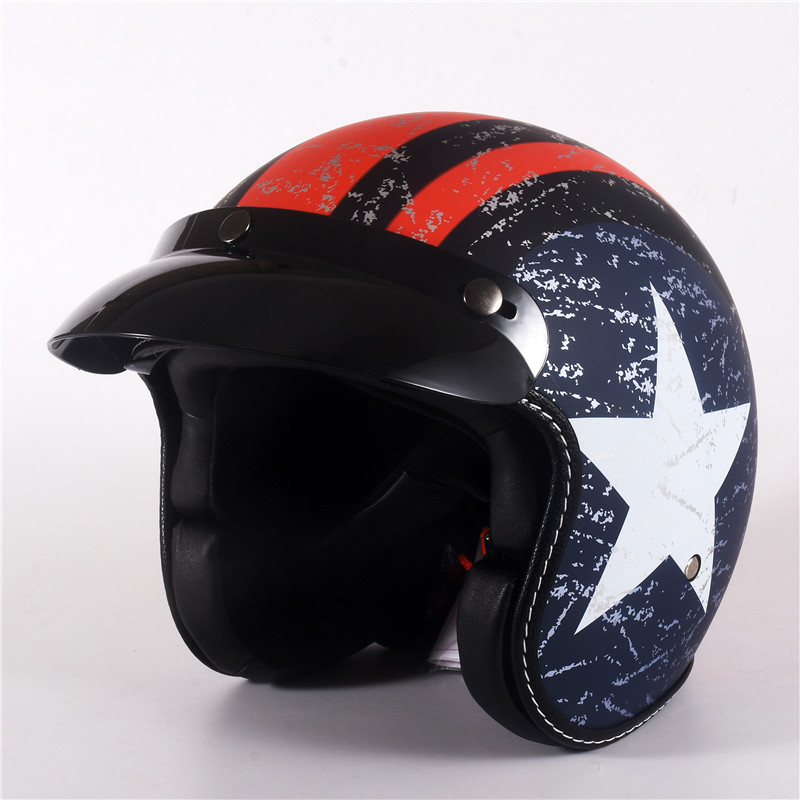 Capacete de motocicleta meia c - Open Face Helmet Retro Vintage avaliação e preço