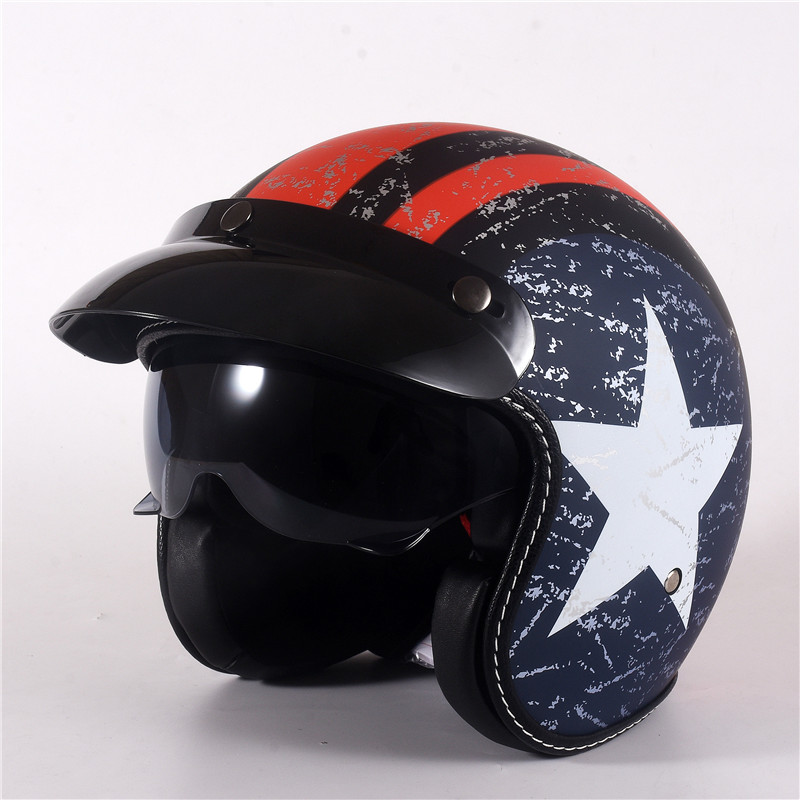 Capacete de motocicleta meia c - Open Face Helmet Retro Vintage avaliação e preço