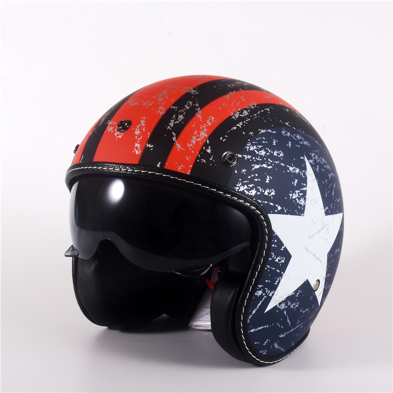 Capacete de motocicleta meia c - Open Face Helmet Retro Vintage avaliação e preço