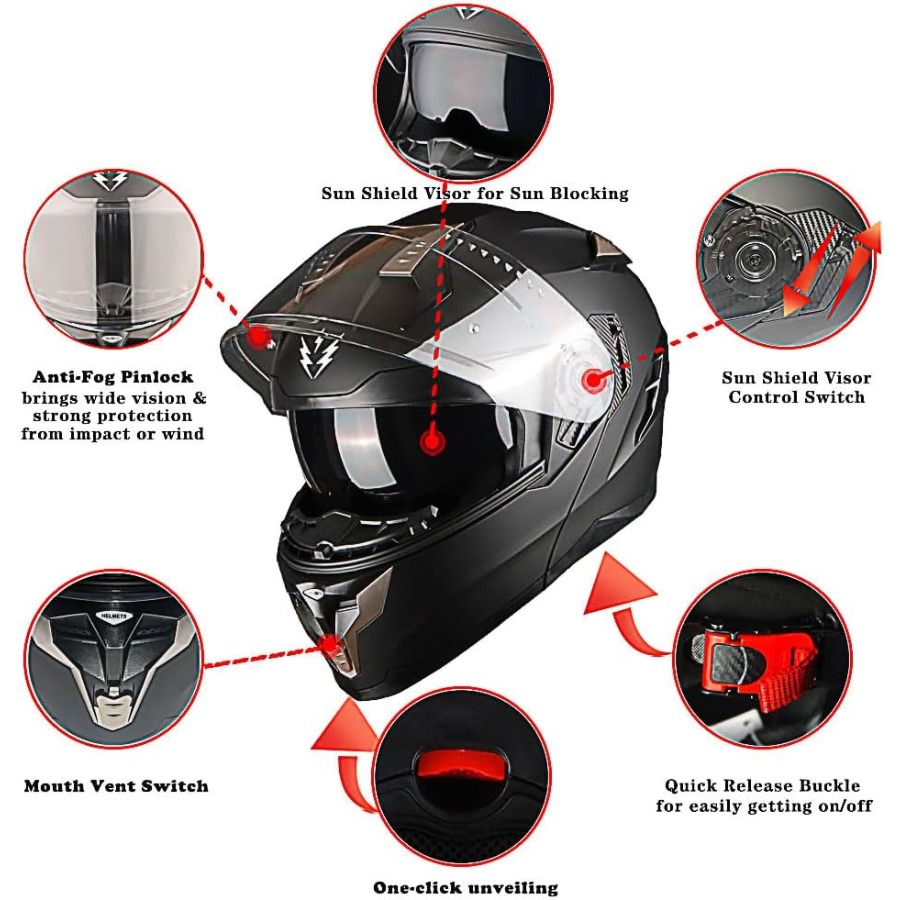 Capacete modular de motociclet - Motorcycle Helmet Sun Visor Inner avaliação e preço