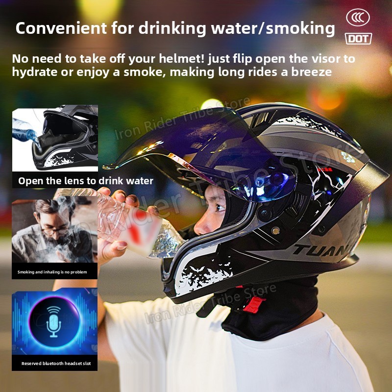 Capacete modular para motocicl - Flip Up Helmet Dual Visor avaliação e preço