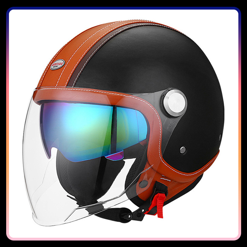 DOT aprovado lente daul rosto  - Open Face Helmet Retro Vintage avaliação e preço