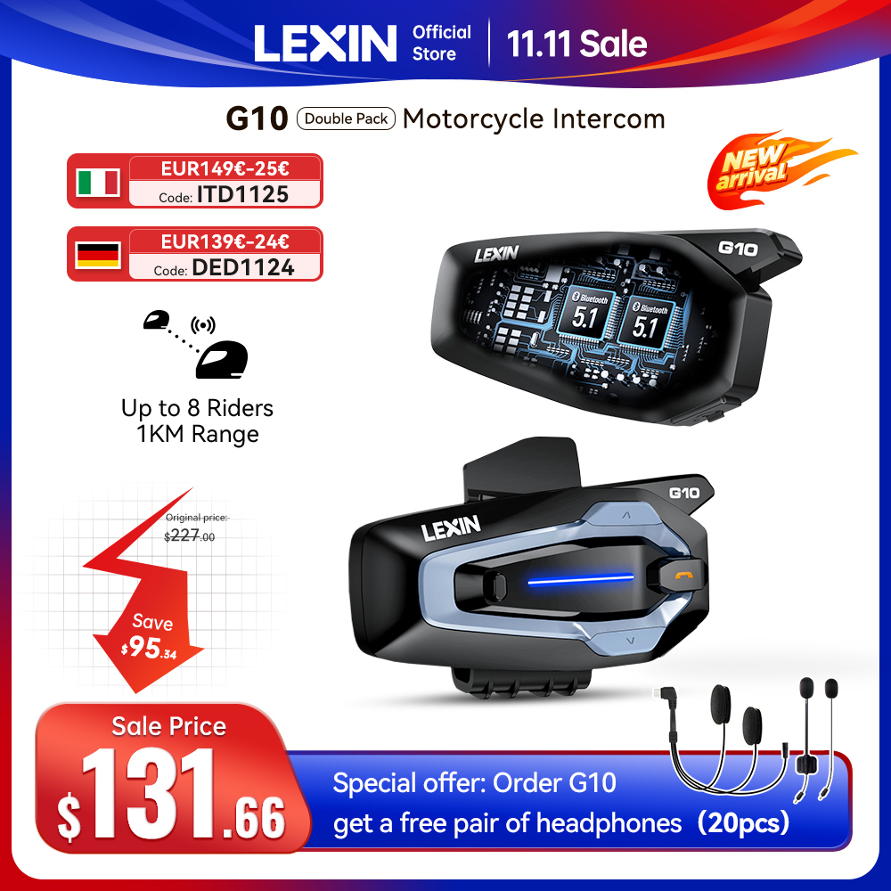 NEW-LEXIN G10 Intercomunicador - Motorcycle Helmet Bluetooth Built In avaliação e preço