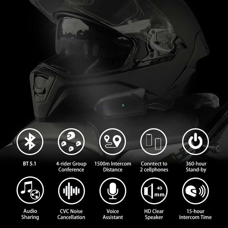 Motocicleta Bluetooth Intercom - Motorcycle Helmet Bluetooth Built In avaliação e preço