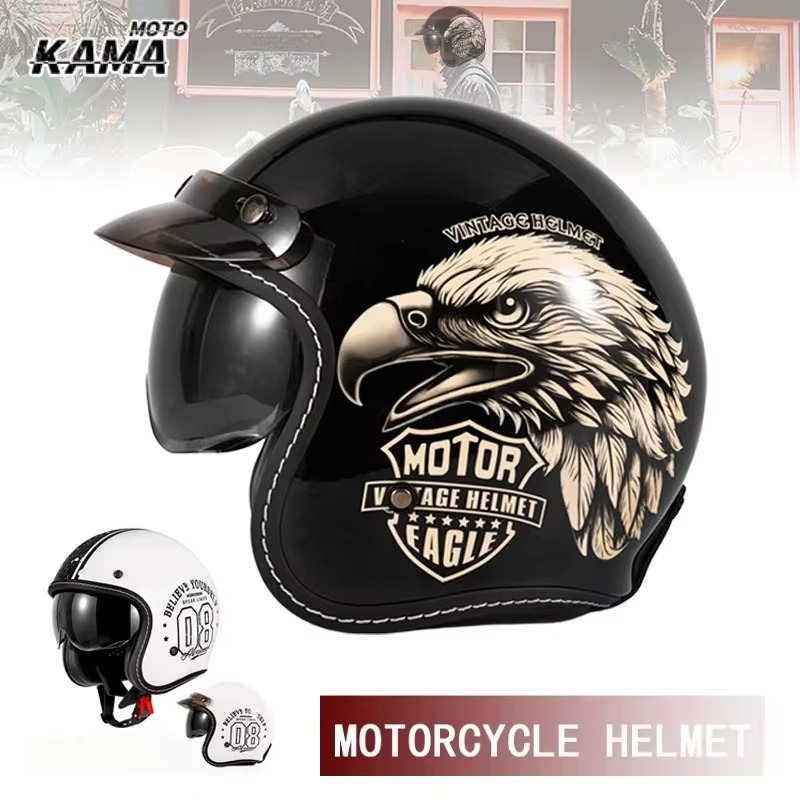 Capacete de Moto Aberto Vintag - Open Face Helmet Retro Vintage avaliação e preço