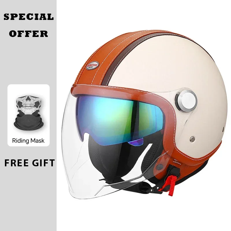 Capacete de motocicleta de cou - Open Face Helmet Retro Vintage avaliação e preço