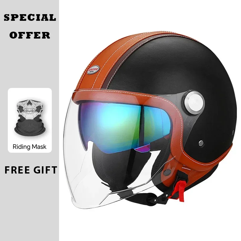 Capacete de motocicleta de cou - Open Face Helmet Retro Vintage avaliação e preço